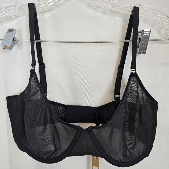 SKIMS Other - Skims size 34DDD 34F Onyx black Sheer Mesh Scoop Underwire Bra NWT